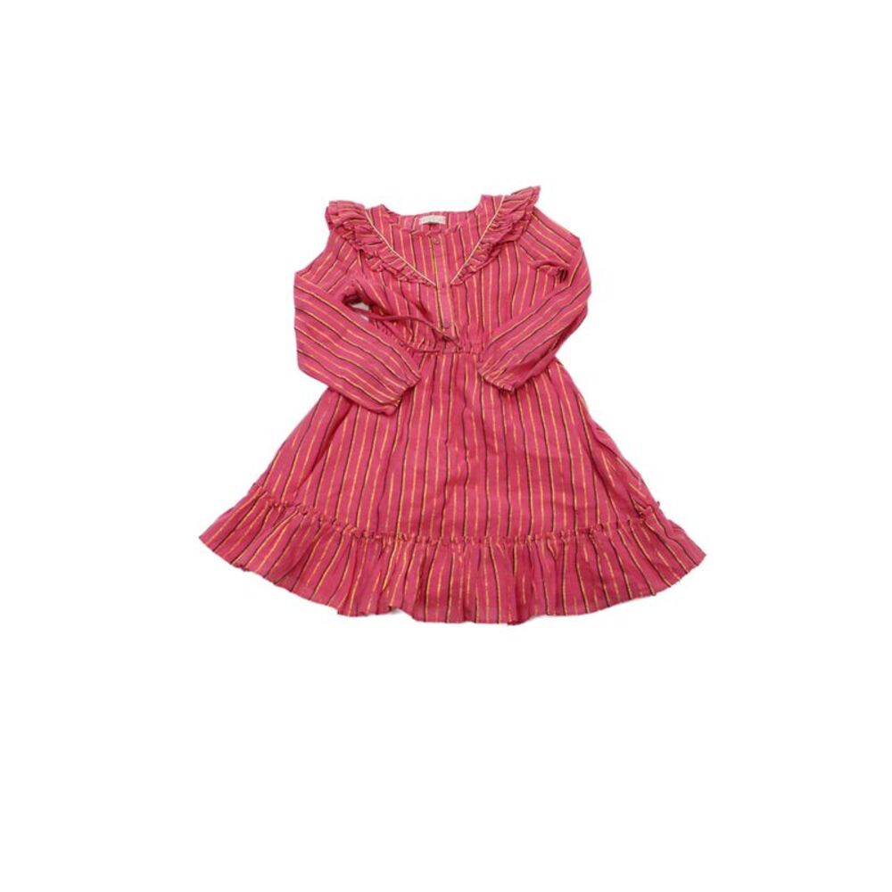 EGG New York Childrens Girls Striped A Line Dress Pink Gold Size 7